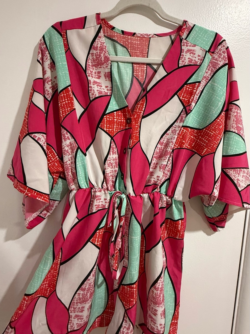 Colorblock Printed Romper with Shorts – Size Small